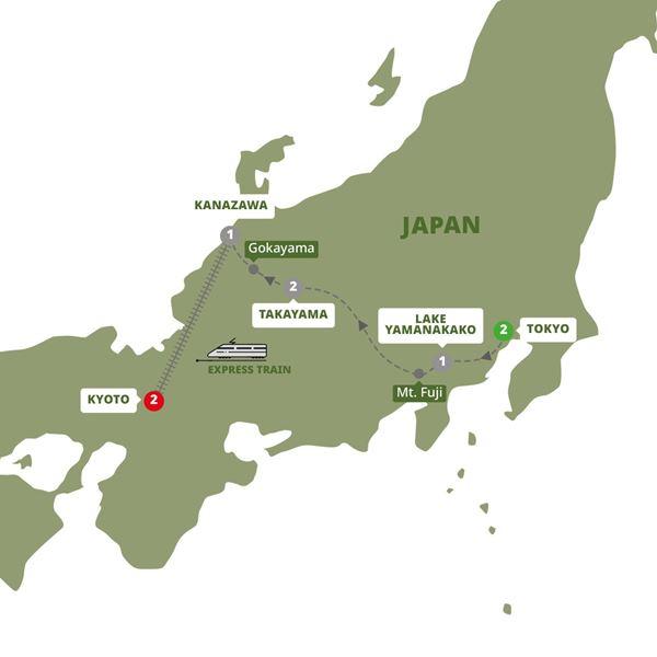 Splendours of Japan - Celebrate Takayama Festival route map