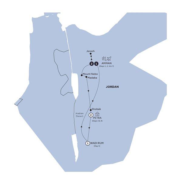 Jordan Experience - Classic Group, Summer route map