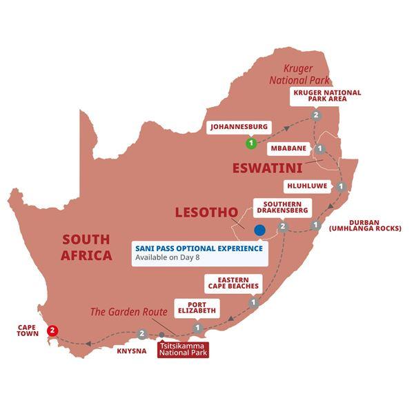 Best of South Africa route map