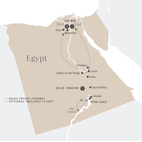 Elegance of the Nile - Cairo Deck route map