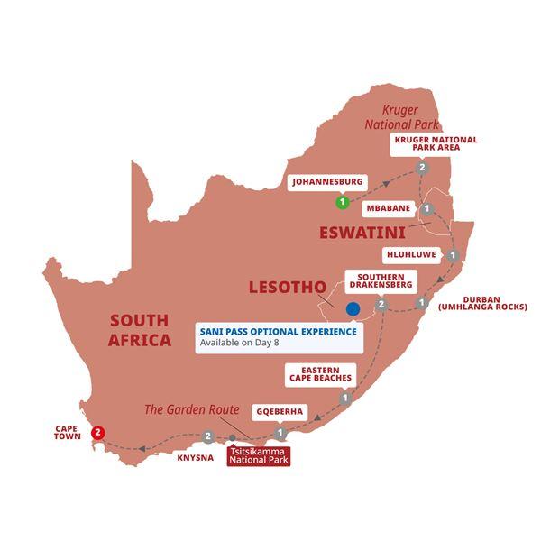 Best of South Africa route map