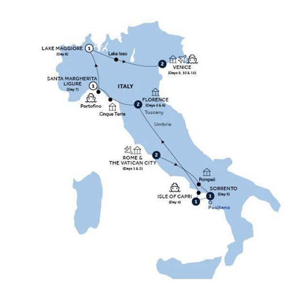 Treasures of Italy - Classic Group route map