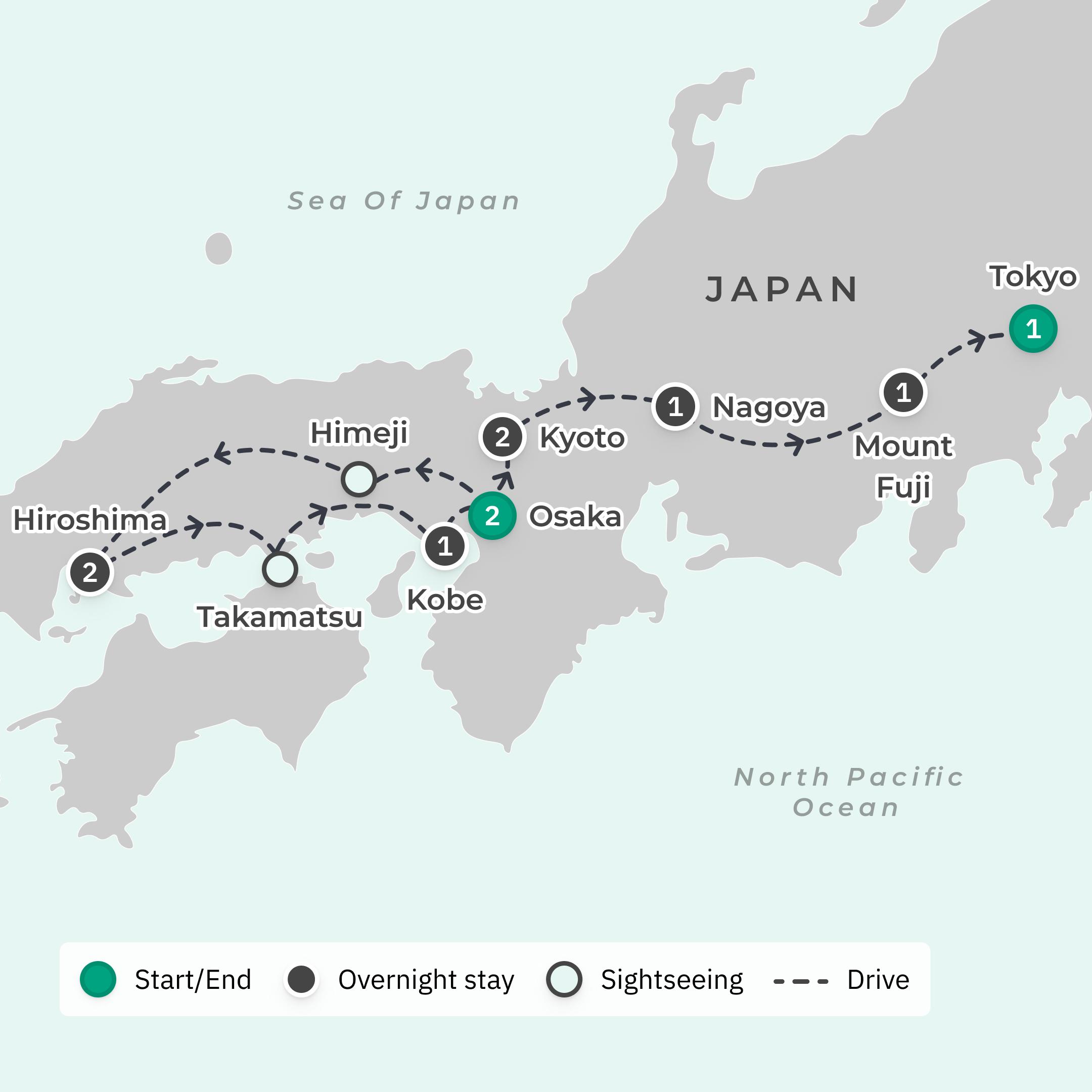 Gourmet Japan with Sake Tasting & Udon Noodle-Making Class route map
