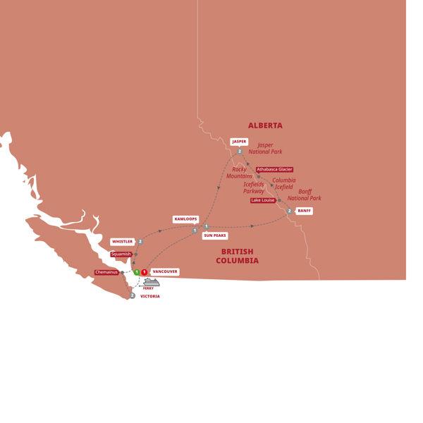 Iconic Rockies and Western Canada route map