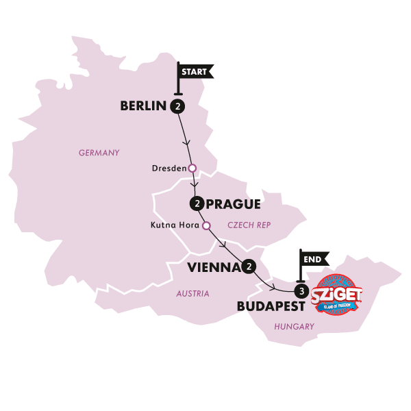 Sziget Festival Road Trip route map