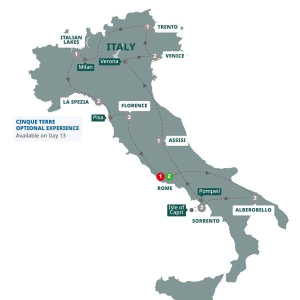 Grand Italian Experience route map