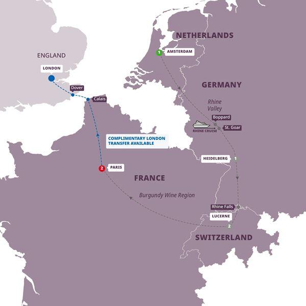 European Highlights End Paris route map