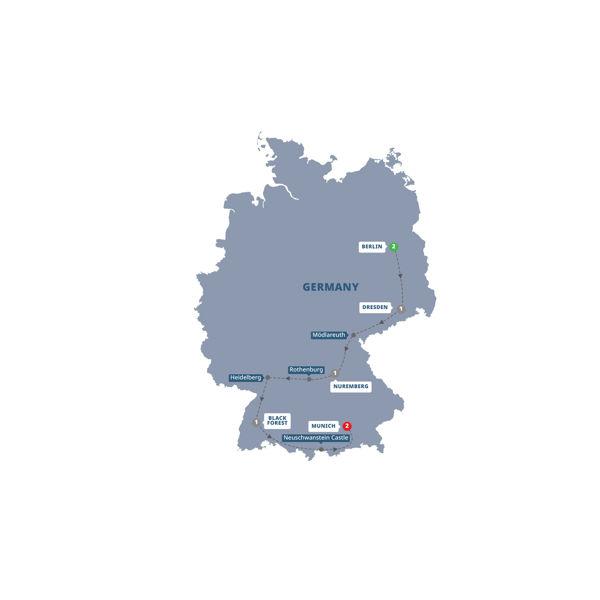 Highlights of Germany route map