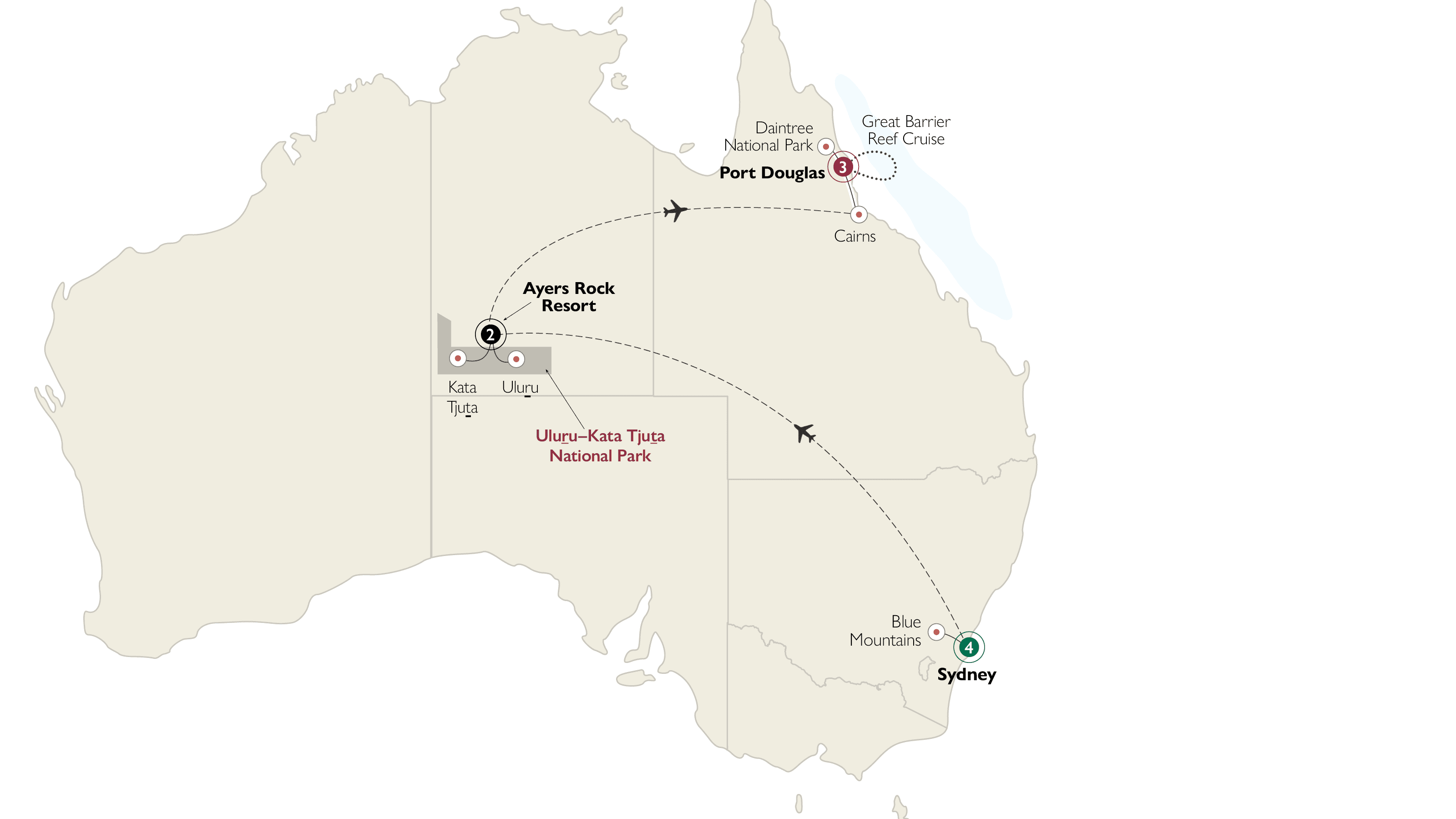 Australia's Hidden Wonders route map