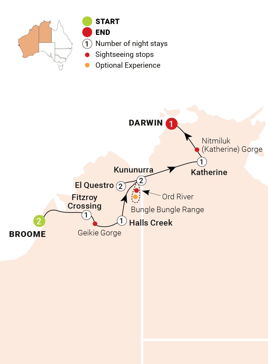 Wonders of the Kimberley route map