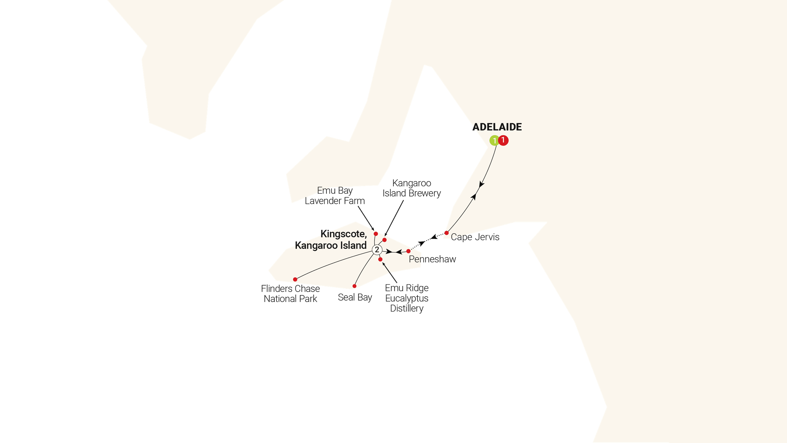 Remarkable Adelaide to Kangaroo Island route map