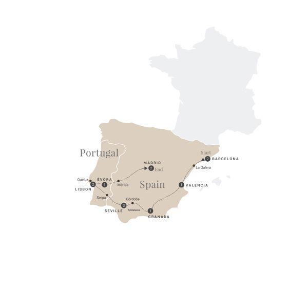 Spain & Portugal in Style route map