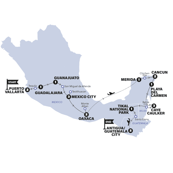 Ultimate Central America route map