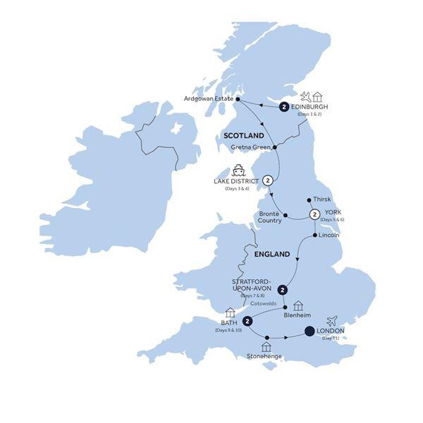 Elegance of Great Britain - Start Edinburgh, Classic Group route map