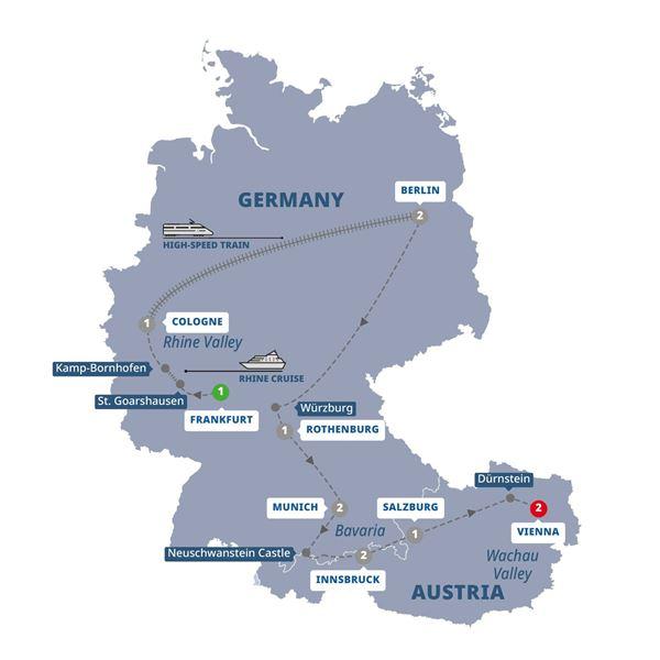 Best of Germany and Austria route map