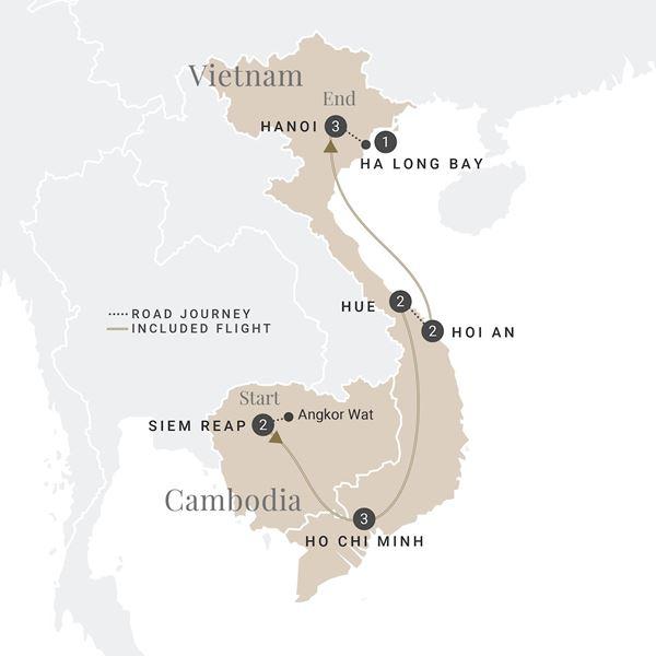 Cambodia & Vietnam in Style route map