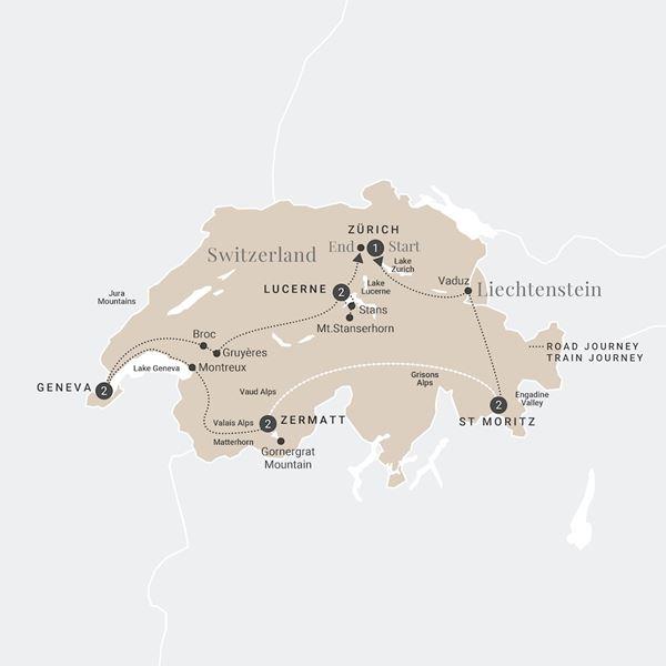 Majestic Switzerland route map
