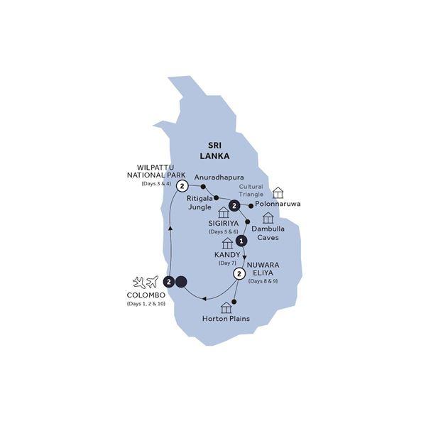 Classical Sri Lanka - Classic Group route map