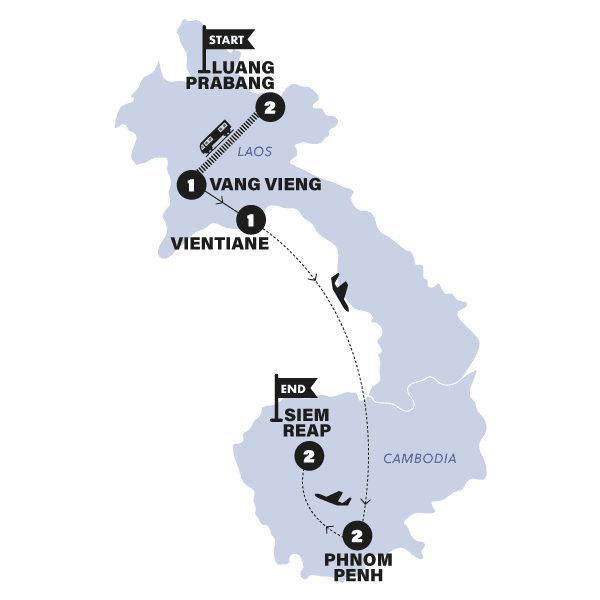 Cambodia & Laos Uncovered route map