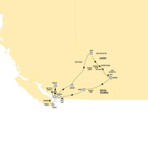 Panoramic Canadian Rockies route map