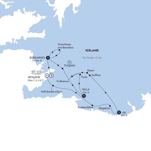 Scenic Iceland & the Northern Lights - Classic Group, Winter route map