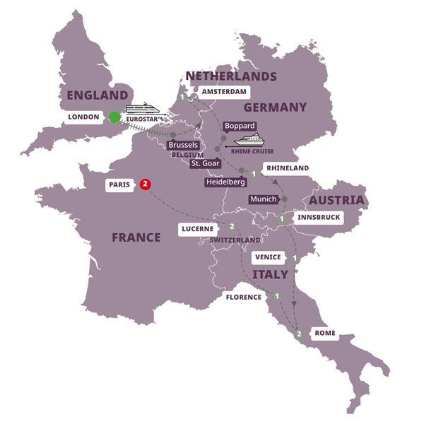 European Whirl End Paris route map