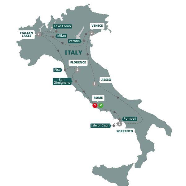 Best of Italy route map