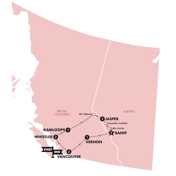 Canada & the Rockies | 2025 route map