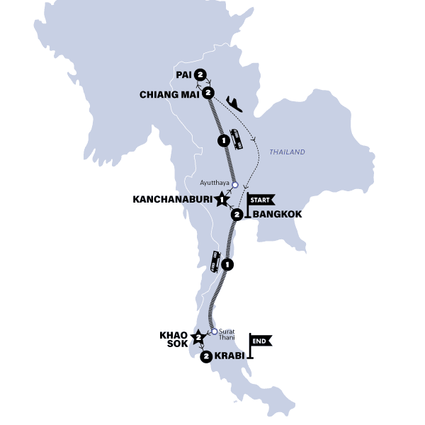 Total Thailand route map