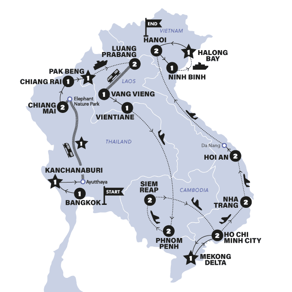 Ultimate South East Asia route map