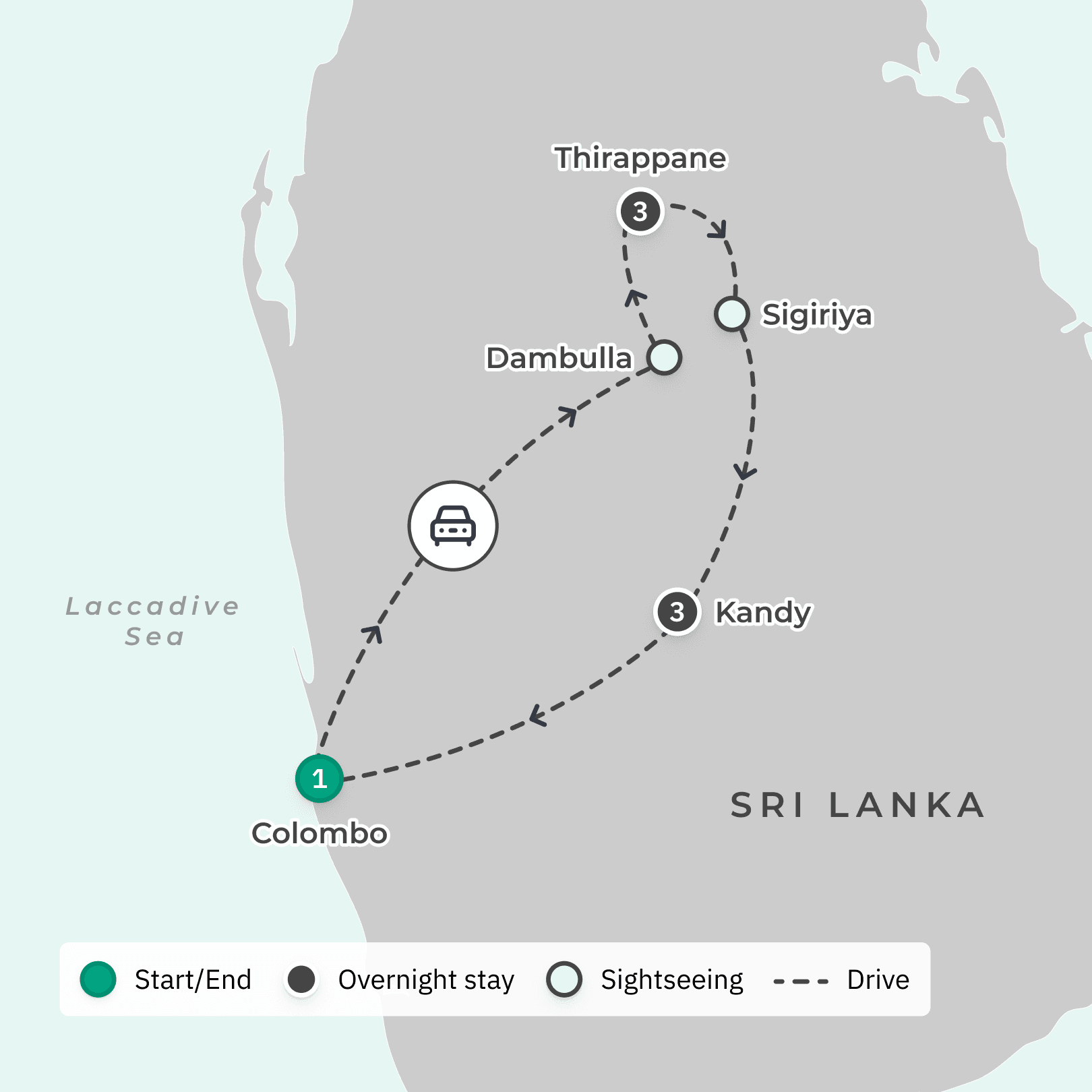 Sri Lanka 2024 Small-Group Wellness Tour with Santani Luxury Stay, Personalised Spa Therapy, Daily Yoga & Sigiriya Rock Fortress route map