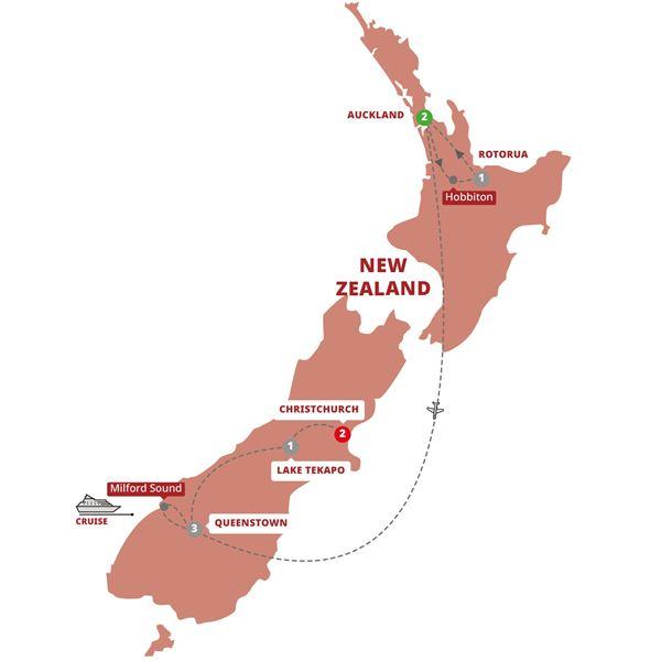 Contrasts of New Zealand route map