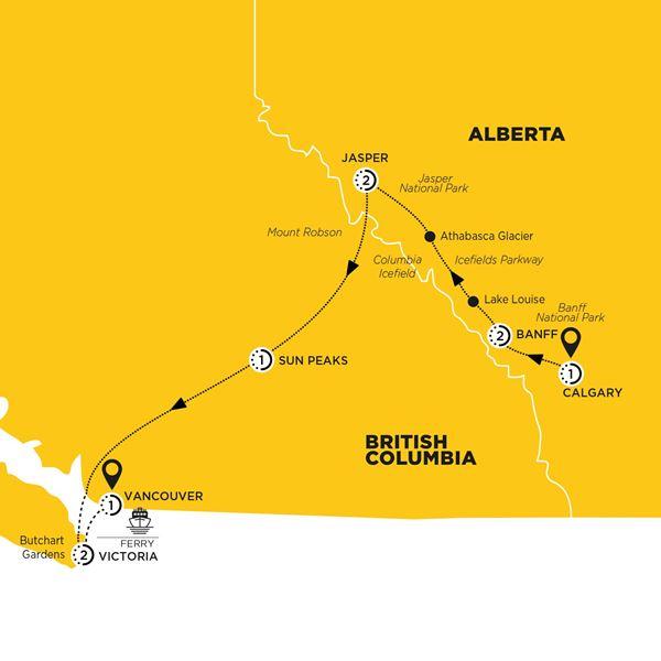 Wonders of the Canadian Rockies route map