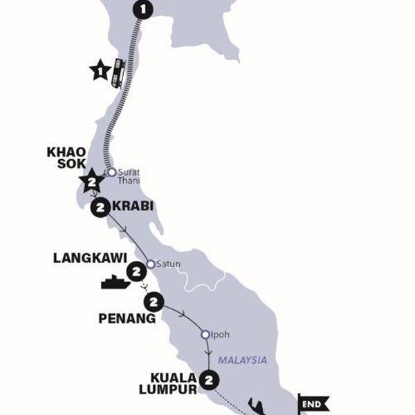 Bangkok to Singapore Adventure route map