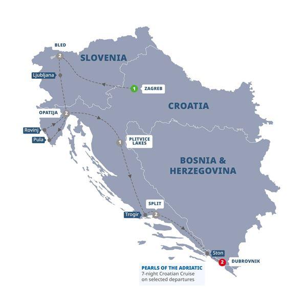 Best of Croatia and Slovenia route map