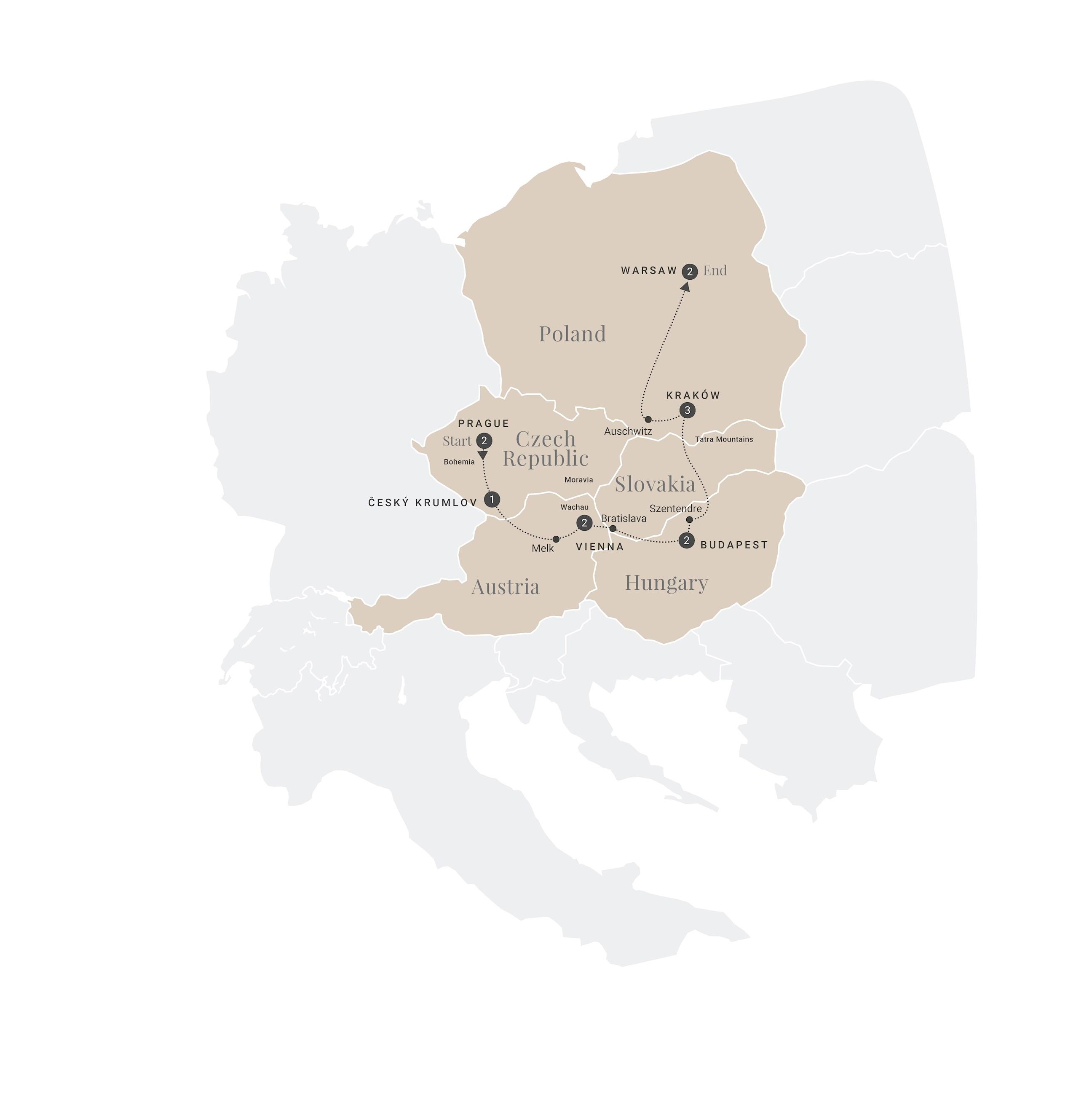 Harmony of Central Europe route map