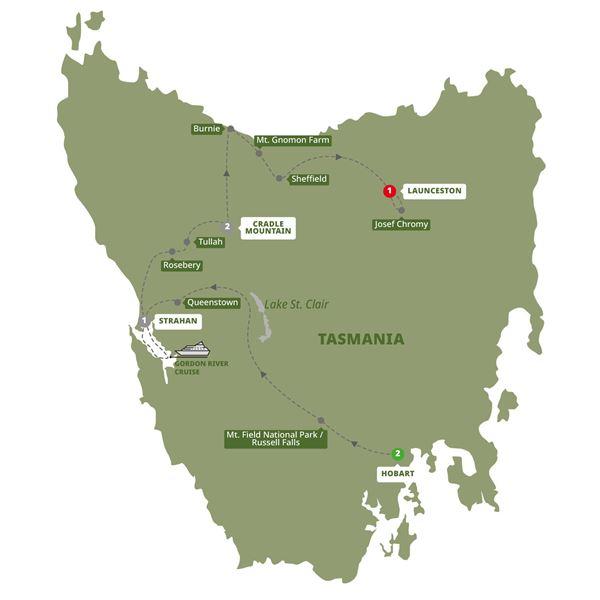 Tassie's Parks and Nature route map