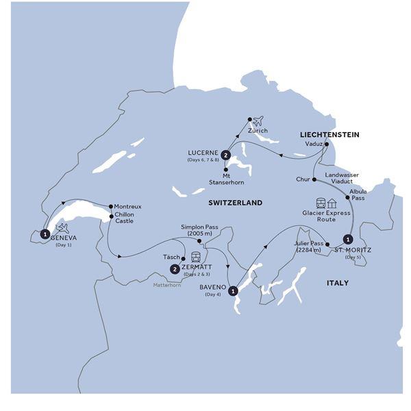 Glorious Switzerland - Classic Group route map