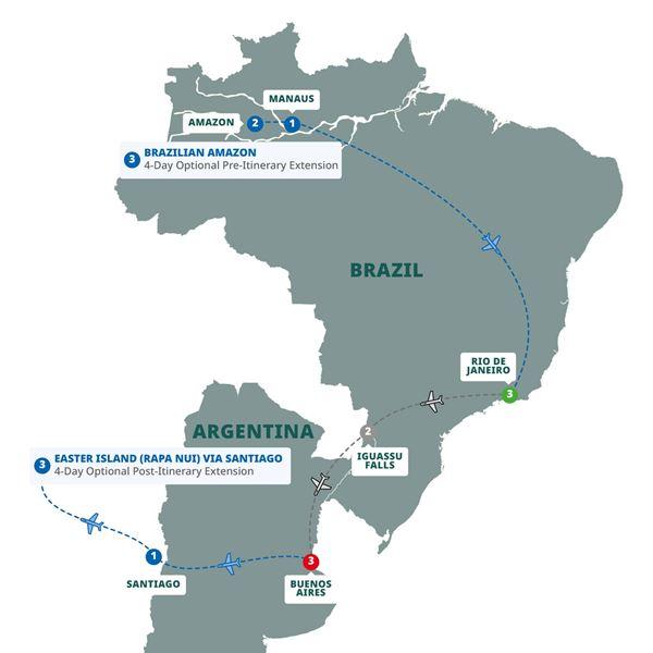 Impressions of South America route map