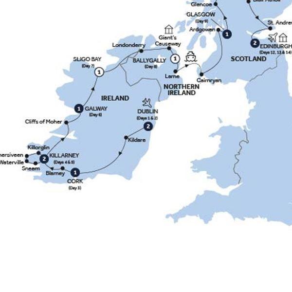 Best of Ireland & Scotland - Classic Group route map