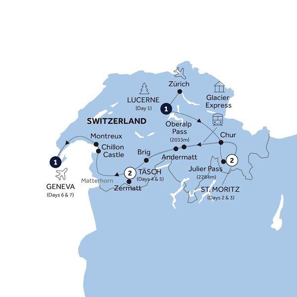 Magical Switzerland - Classic Group, Winter route map