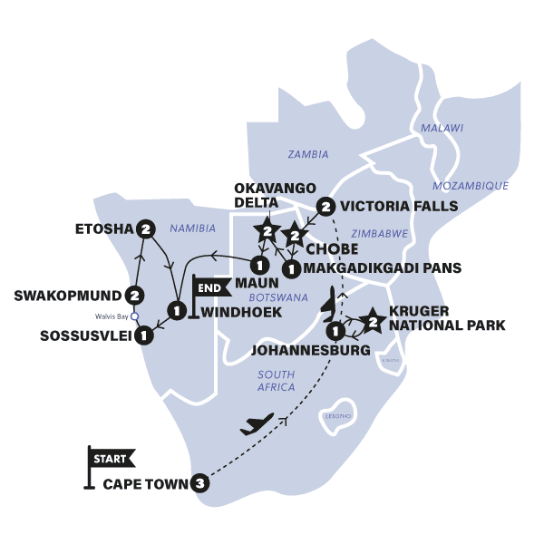 Southern Africa Safari | 2026 route map