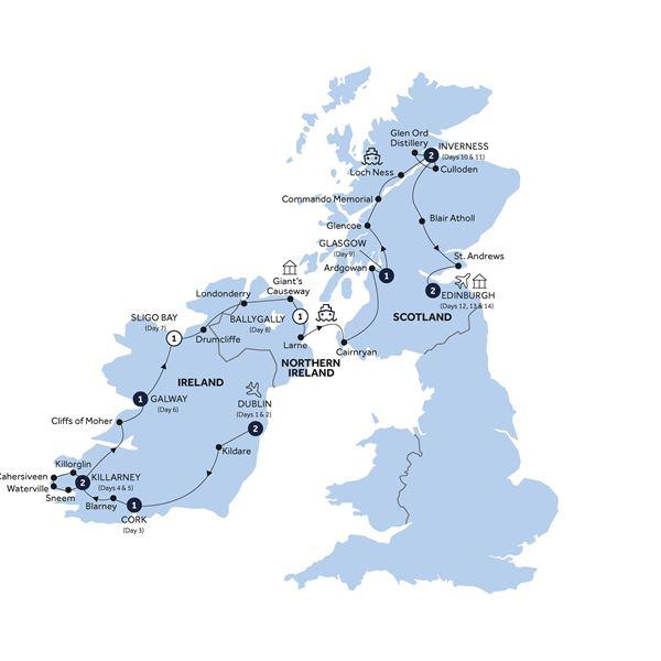 Best of Ireland & Scotland - Classic Group route map