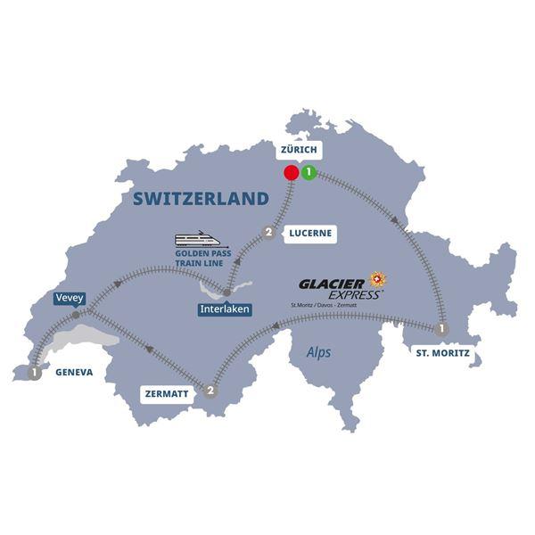 Contrasts of Switzerland route map
