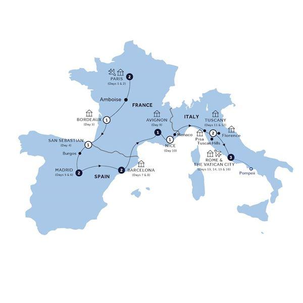 Mediterranean Journey - Start Paris, Classic Group route map