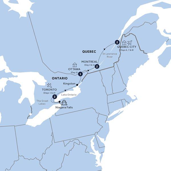 Eastern Canada Discovery - Classic Group route map
