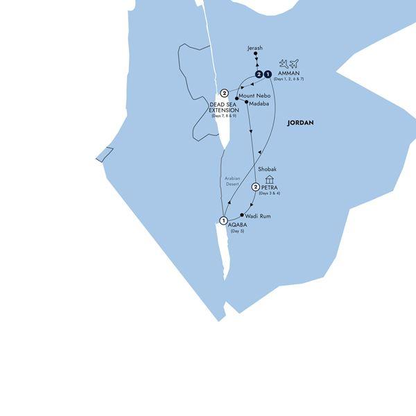 Jordan Experience - Classic Group, Winter route map