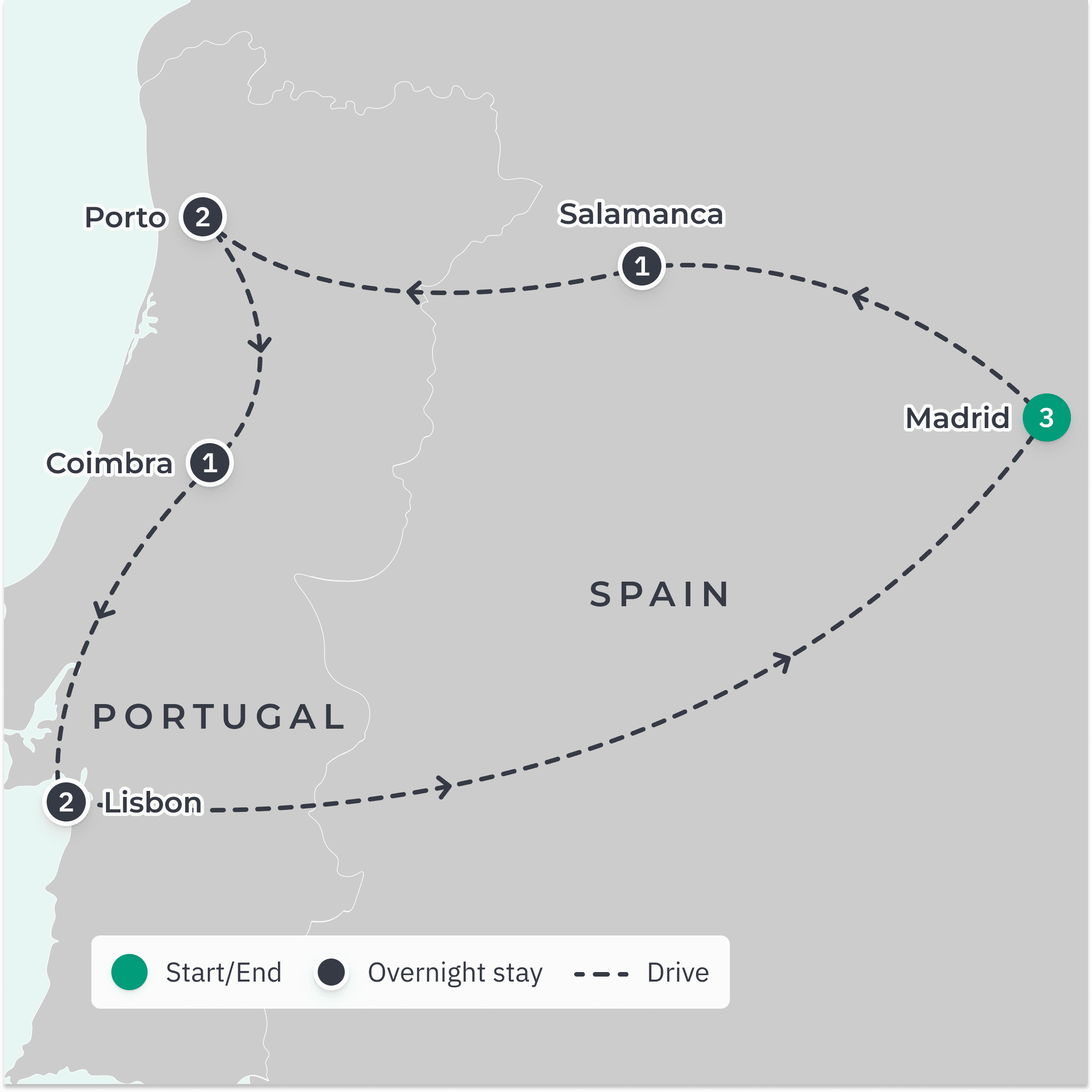 Spain & Portugal 2024 Small-Group Tour with Fado Show, Douro River Cruise & Pinhao Wine Tasting route map