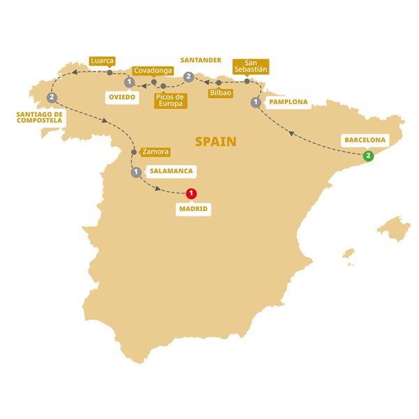 Northern Spain route map
