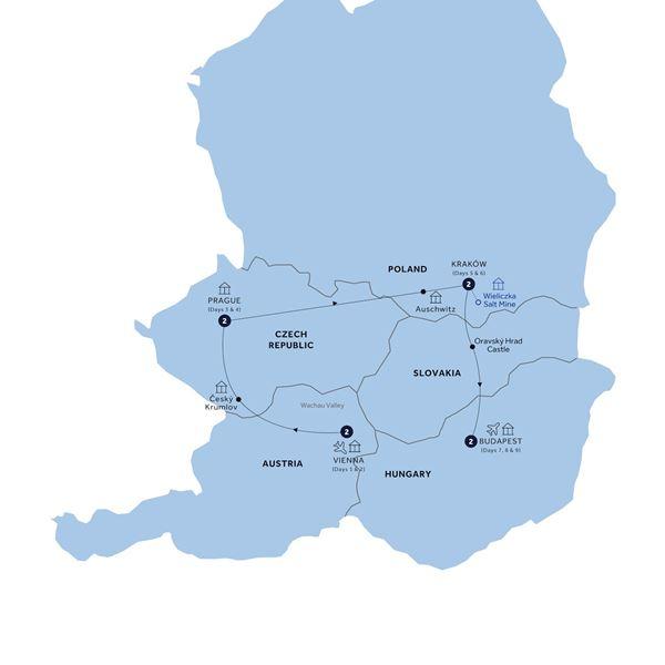 The Bohemian -  End Budapest, Classic Group route map